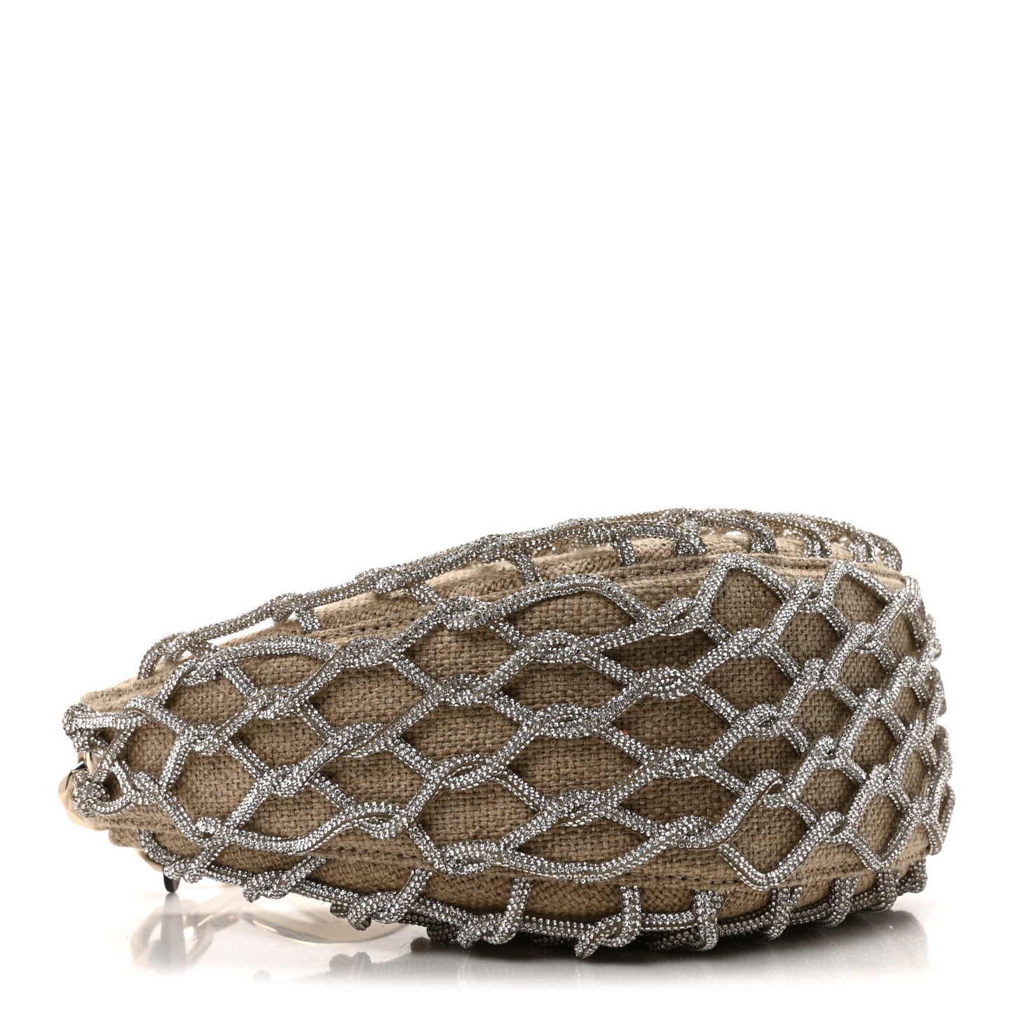 Crystal Knit Mini Vlogo Moon Bag Silver Beige