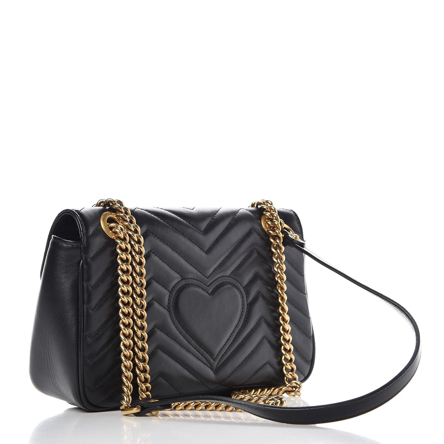 Calfskin Matelasse Small GG Marmont Shoulder Bag Black