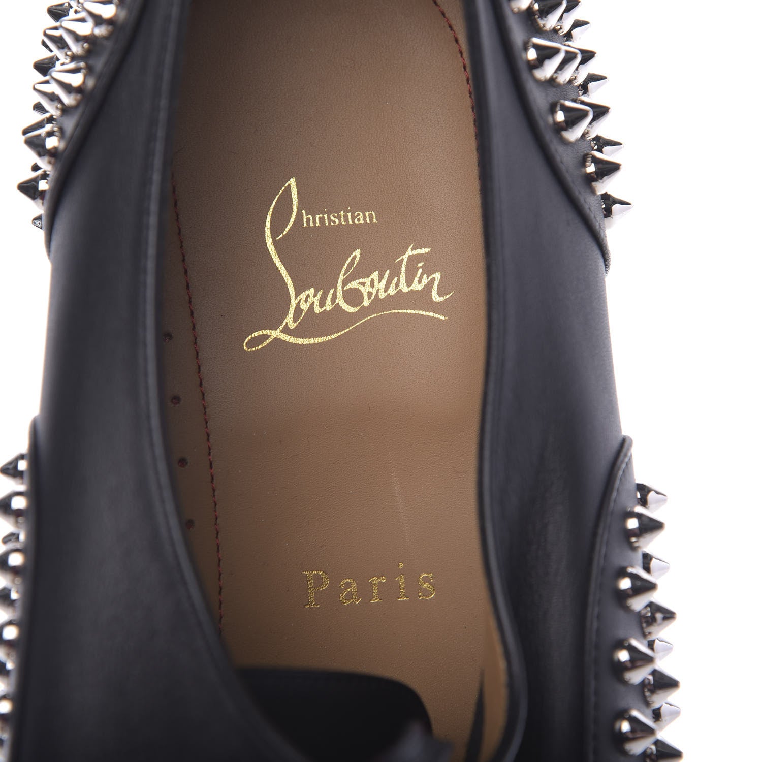 Christian Louboutin Calfskin Spike Mens Freddy Flat 46.5 Black 7 of 10
