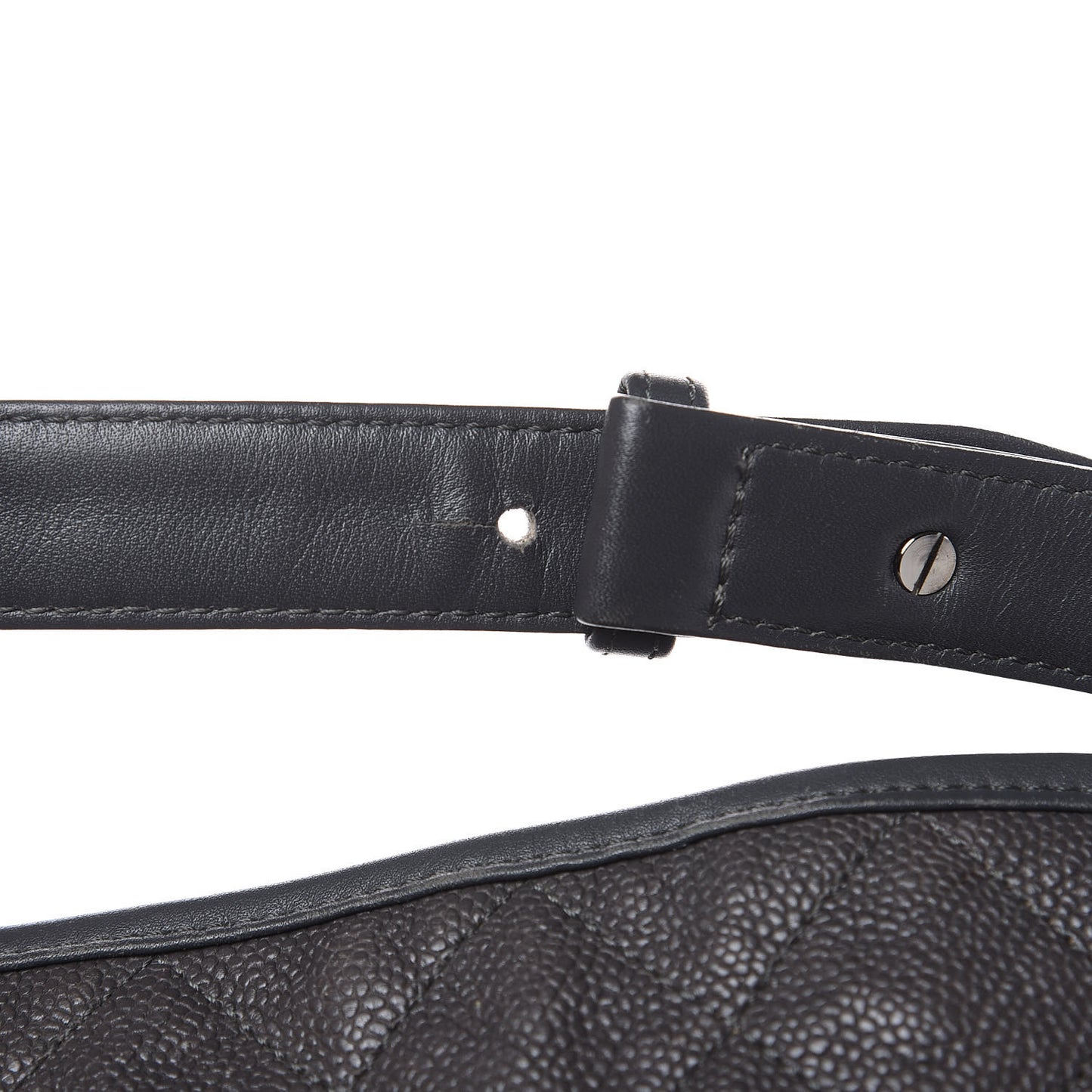 Caviar Quilted French Riviera Hobo Dark Grey