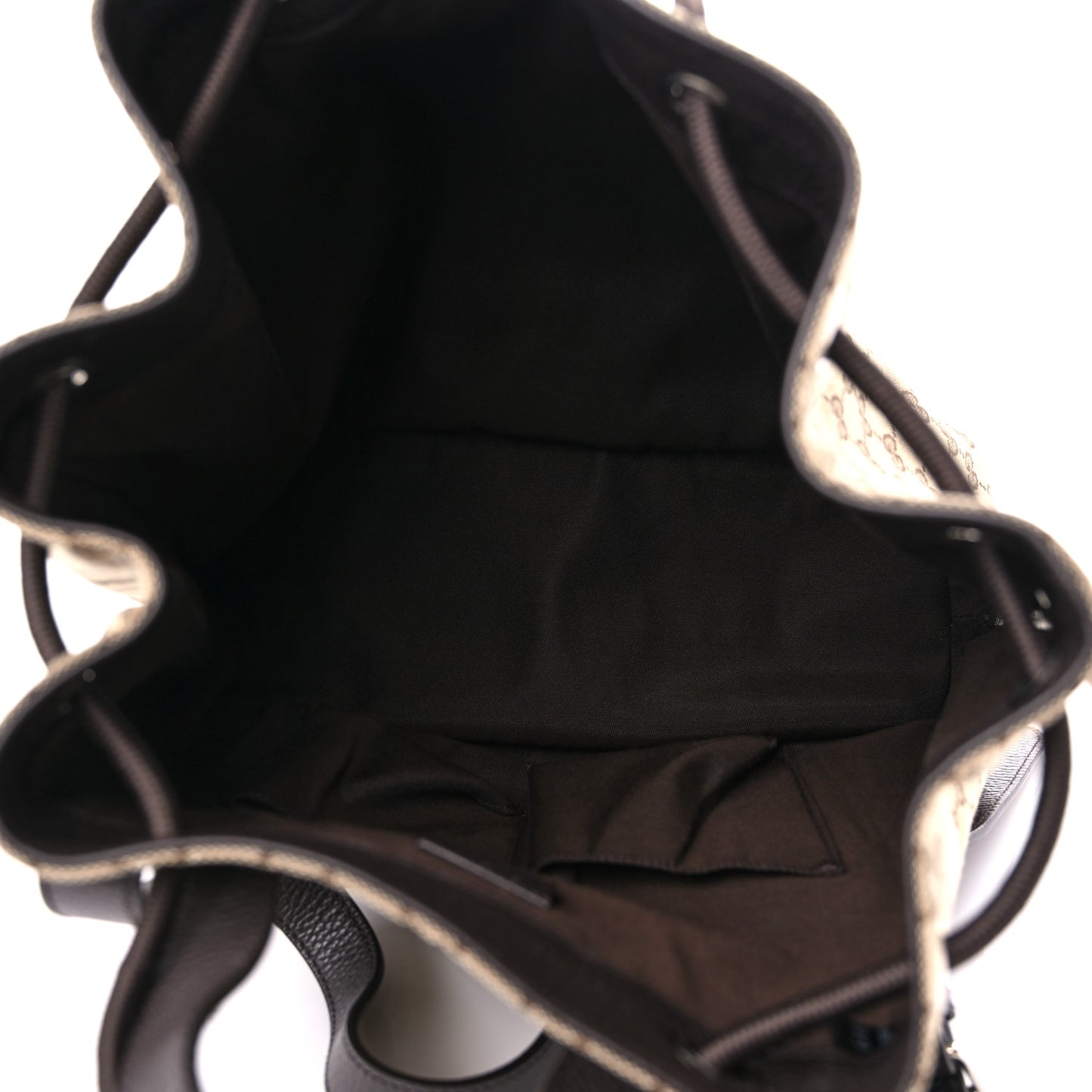 Monogram Dollar Calfskin O Drawstring Backpack Beige Ebony Testa di Moro Dark Chocolate