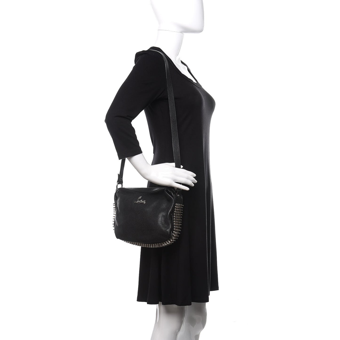 Calfskin Studded Shoulder Bag Black