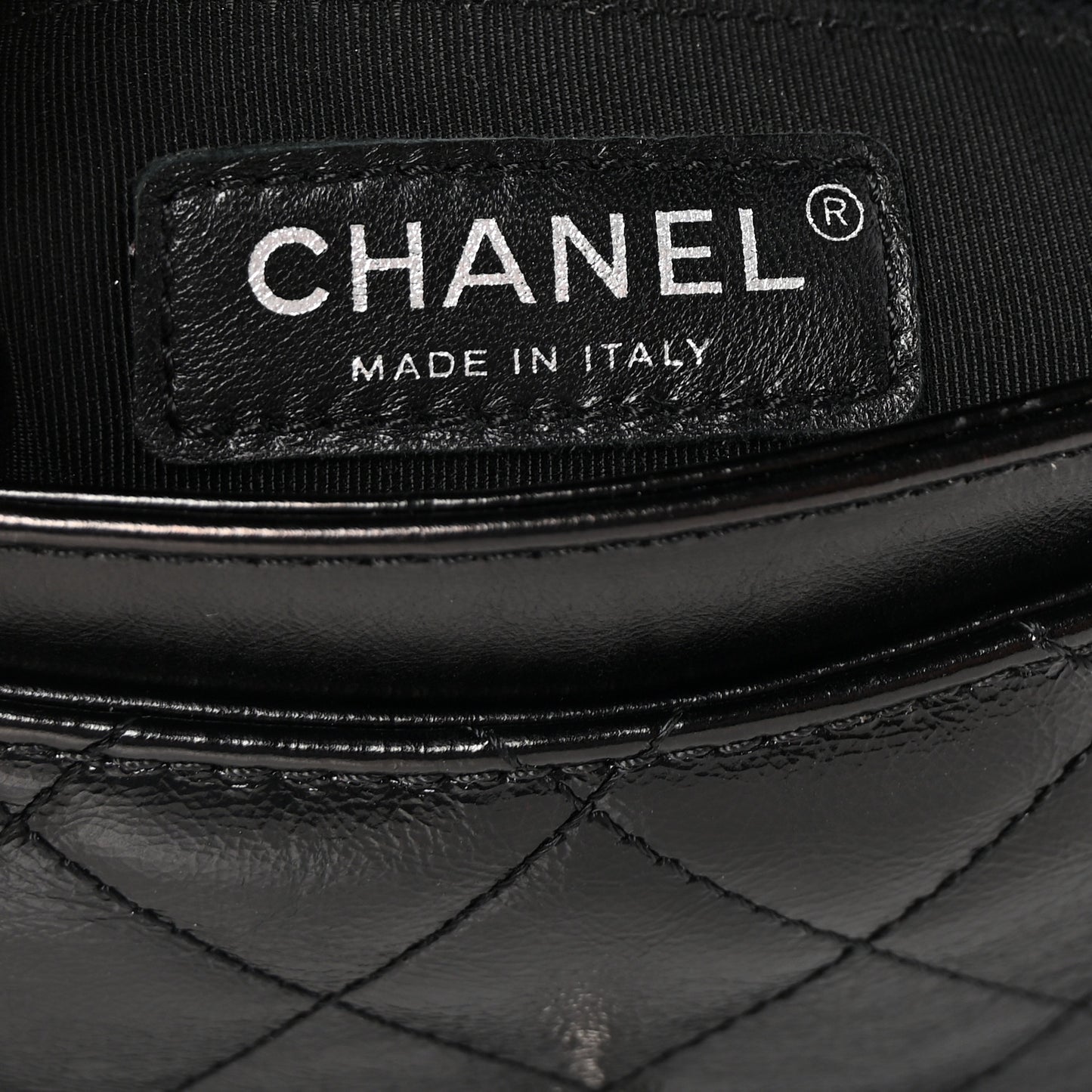 Shiny Goatskin Quilted Medium Flap Black