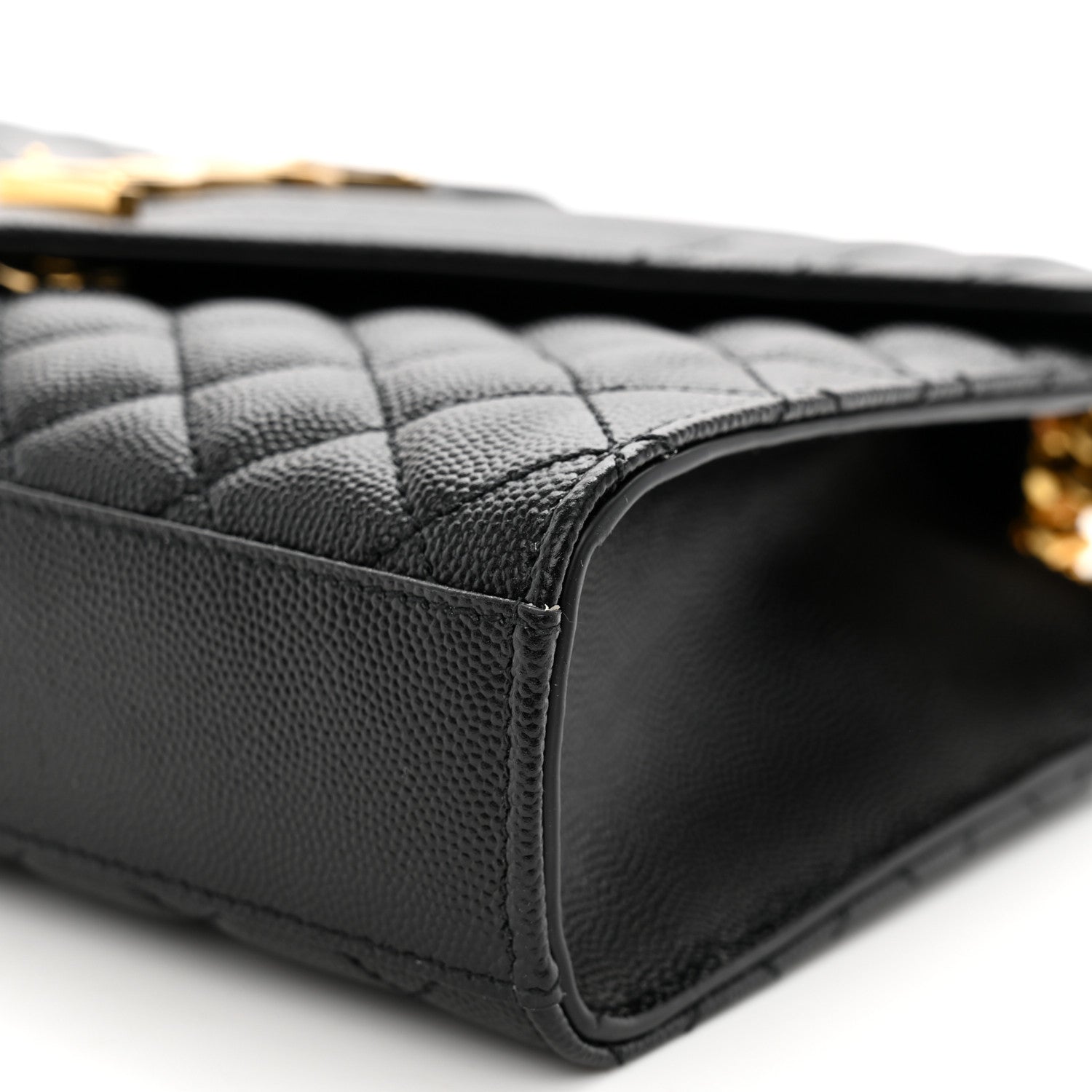 Saint Laurent Grain De Poudre Textured Mixed Matelasse Triquilt Medium Monogram Satchel Black 10 of 10