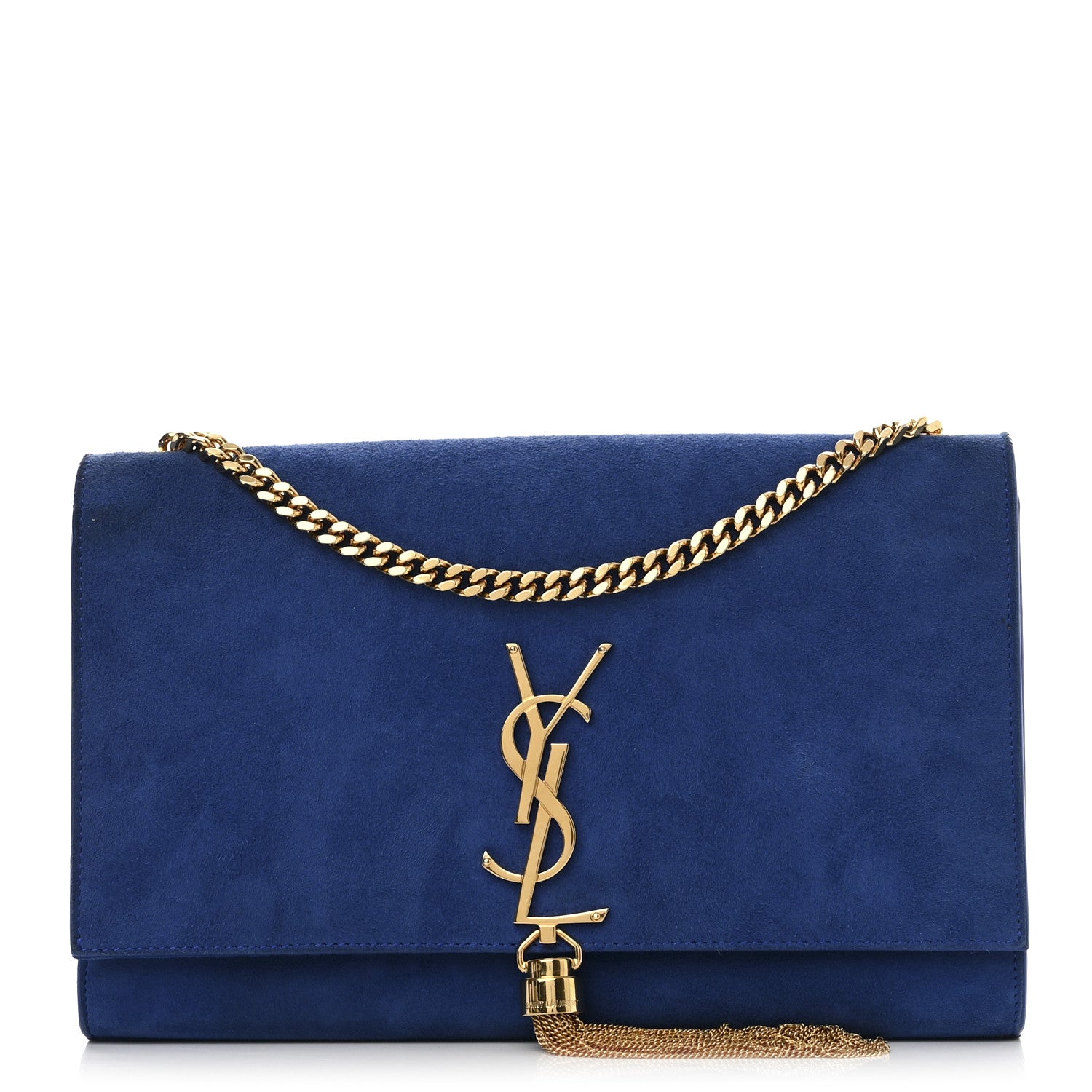Saint Laurent Suede Medium Monogram Kate Tassel Shoulder Bag Royal Blue 1 of 9