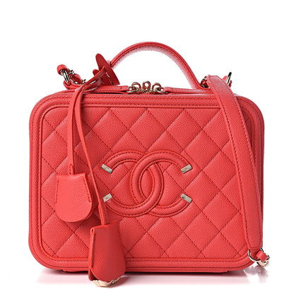 Chanel Caviar Quilted Medium CC Filigree Vanity Case Red 1 of 10