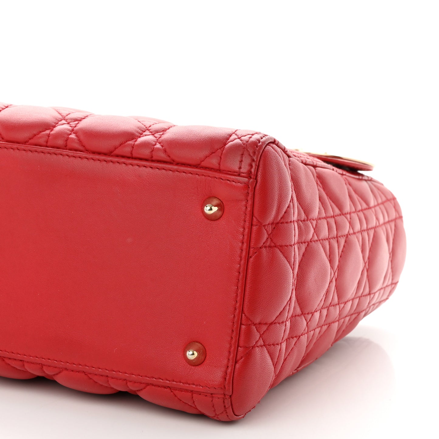 Lambskin Cannage Medium Lady Dior Red
