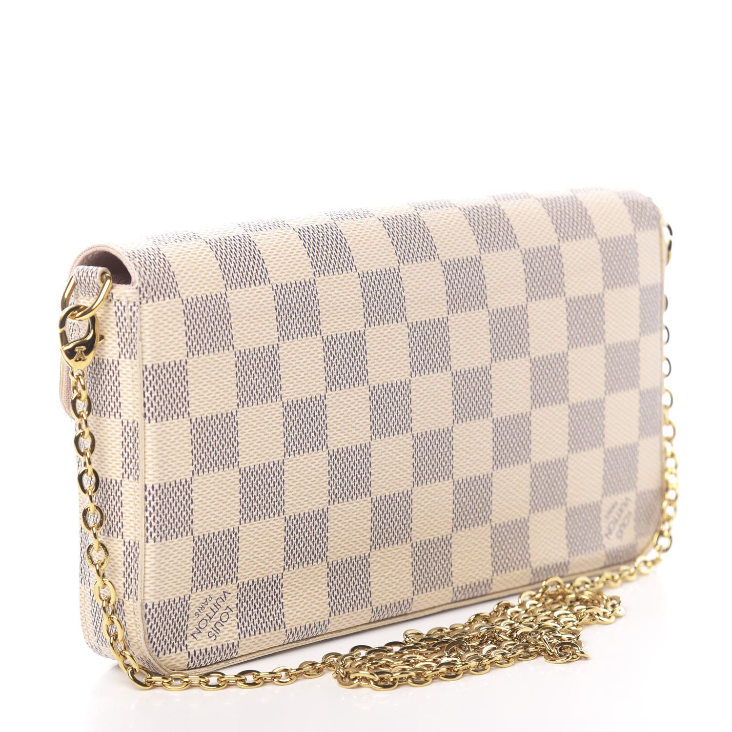 Louis Vuitton Damier Azur Pochette Felicie Chain Wallet Rose Ballerine 4 of 11