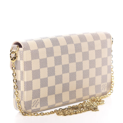 Louis Vuitton Damier Azur Pochette Felicie Chain Wallet Rose Ballerine 4 of 11