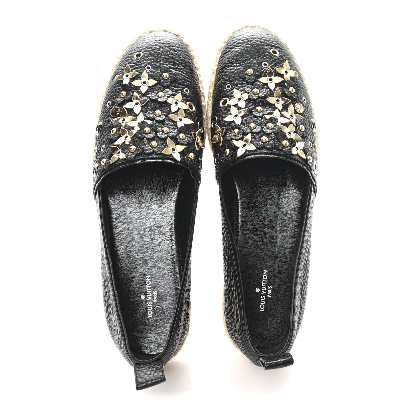 Calfskin Tropical Bloom Espadrille Flat 40 Black