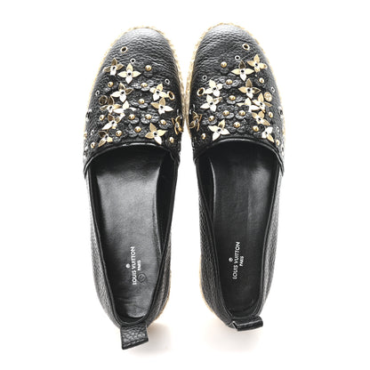 Louis Vuitton Calfskin Tropical Bloom Espadrille Flat 40 Black 2 of 9