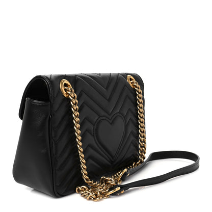 Gucci Calfskin Matelasse Small GG Marmont Shoulder Bag Black 3 of 11