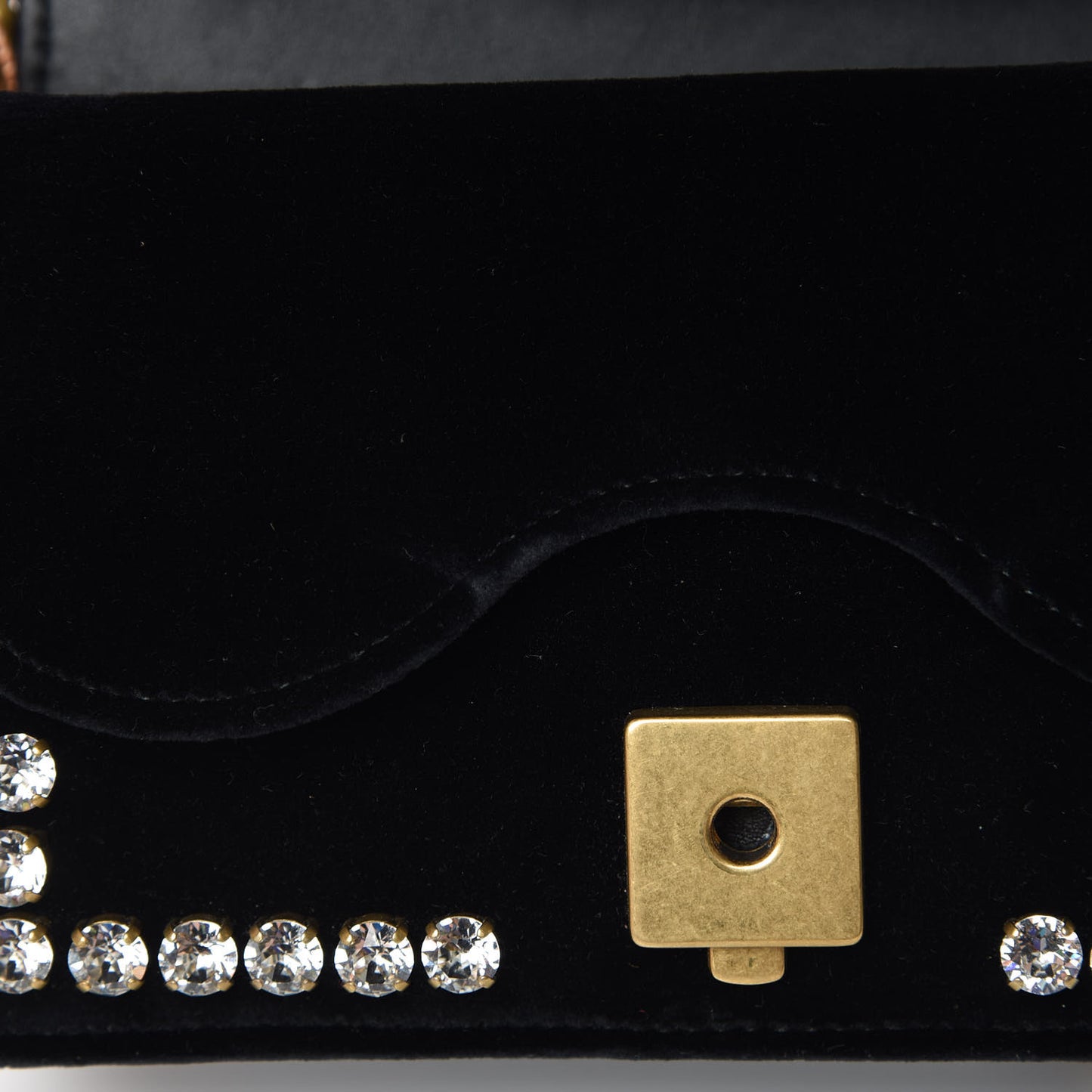 Velvet Crystal Mini Bee Broadway Shoulder Bag Black