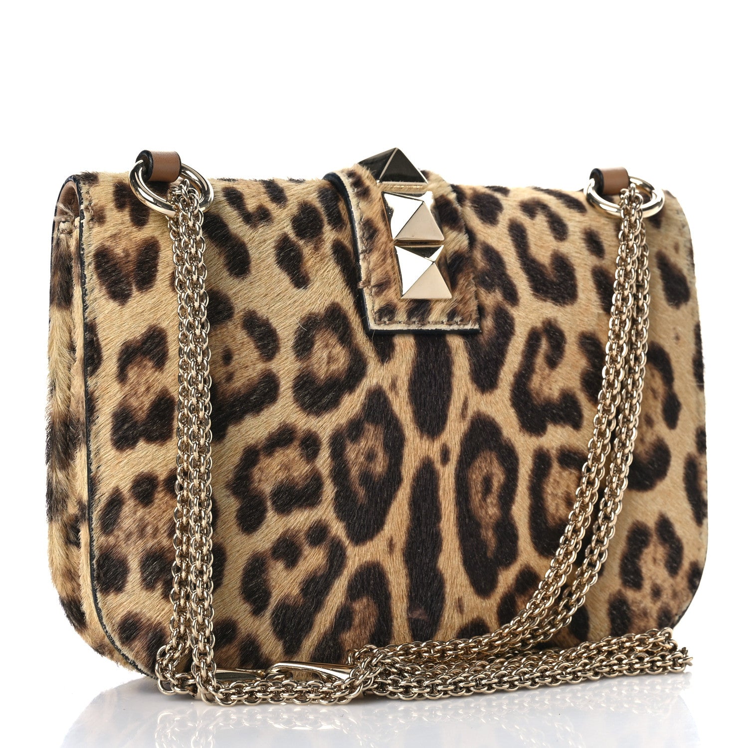 Valentino Garavani Calf Hair Leopard Print Small Glam Lock Rockstud Flap 2 of 10