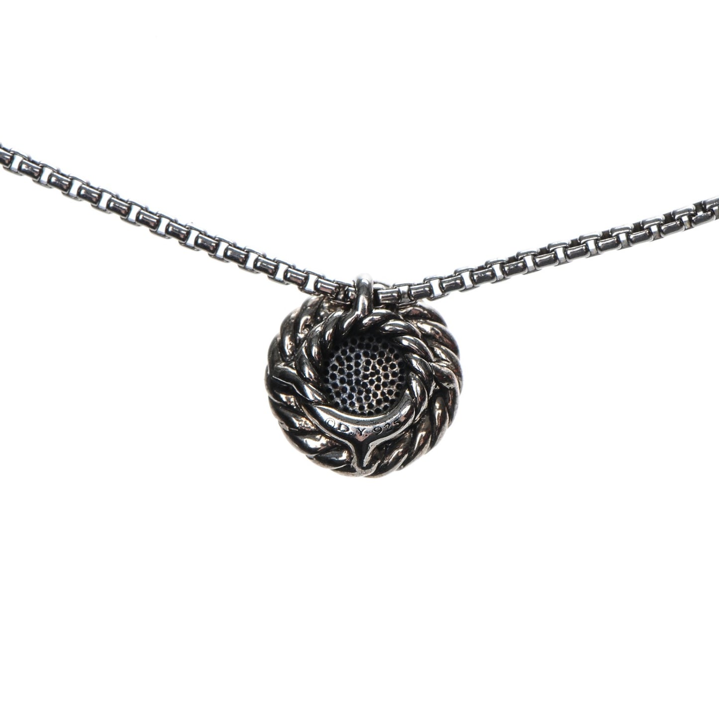 Sterling Silver Diamond 8mm Petite Chatelaine Pave Pendant Necklace