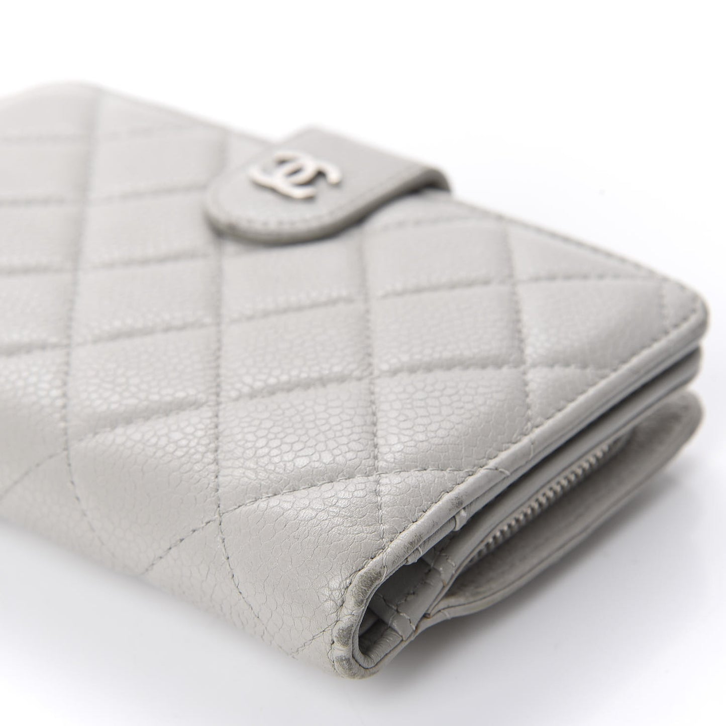 Caviar Quilted CC French Wallet Light Gray
