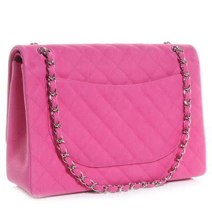 Chanel Iridescent Caviar Maxi Double Flap Hot Pink 3 of 8