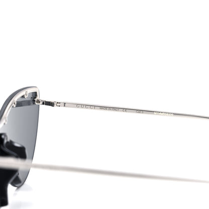 Gucci Metal Rimless Star Studded 90mm Cat Eye GG0666S Sunglasses Mirror Silver 6 of 7