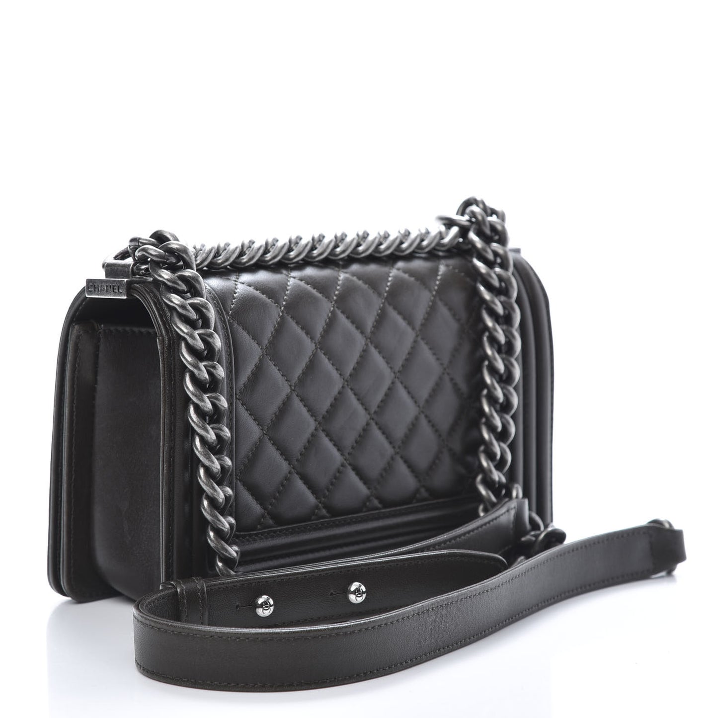 Lambskin Quilted Small Boy Flap Brown