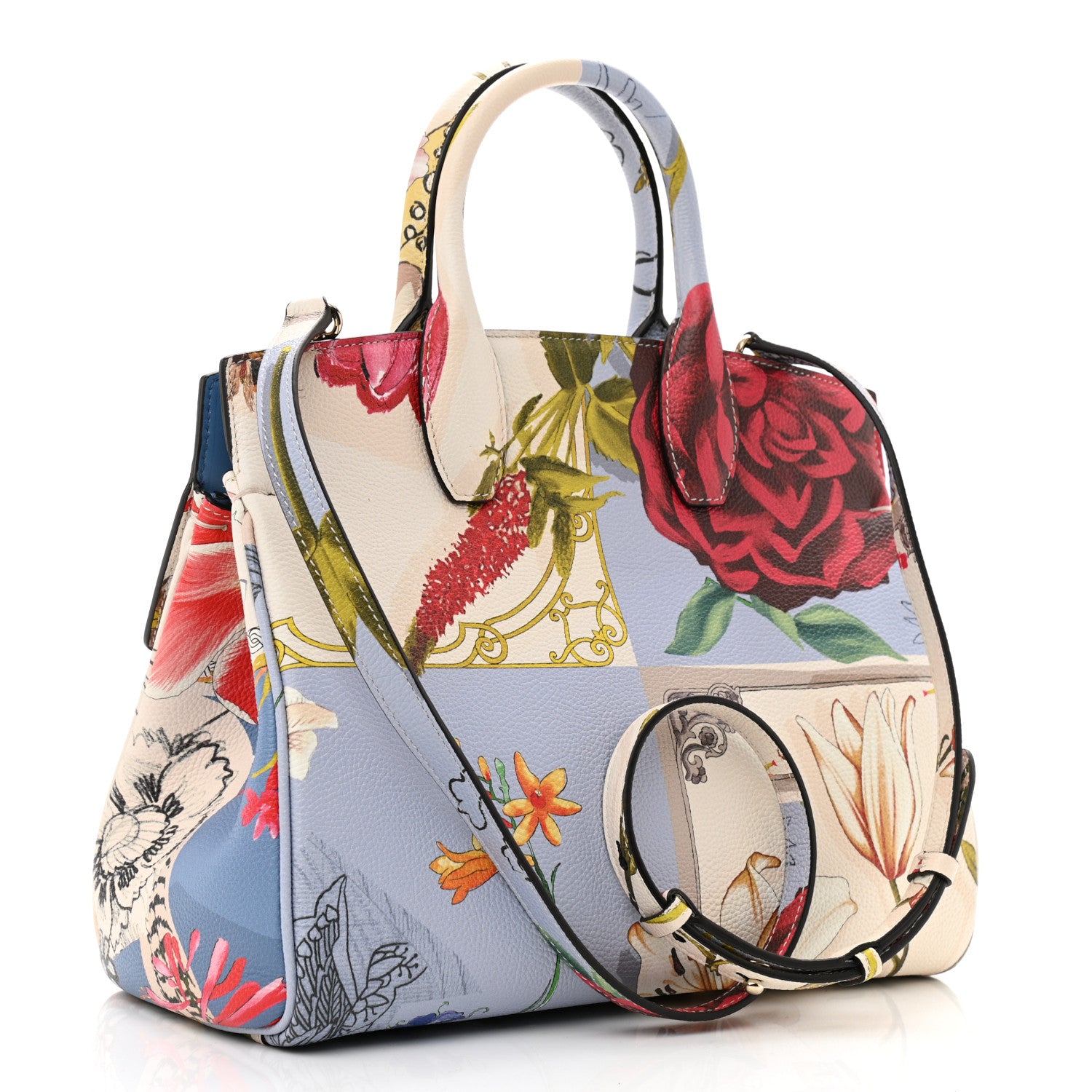 Salvatore Ferragamo Calfskin Floral Print The Studio Bag Slate Blue 2 of 8