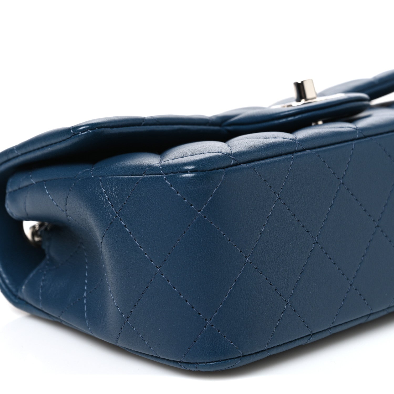 Chanel Lambskin Quilted Mini Rectangular Flap Dark Blue 9 of 11