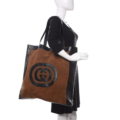 Gucci Suede Large Ophidia Vertical Shopping Tote Chestnut 2 of 13