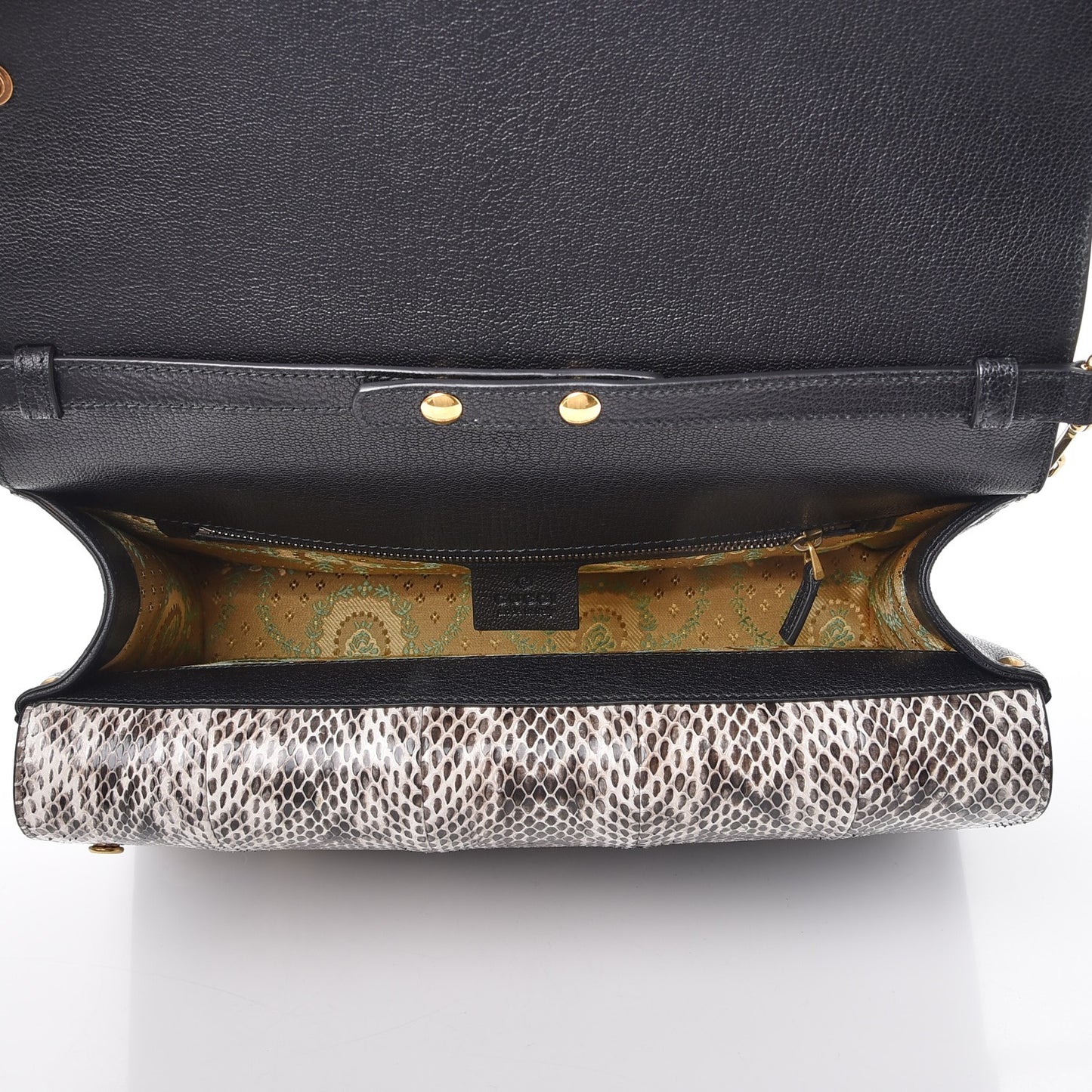 Calfskin Snakeskin Studded Medium Ottilia Top Handle Bag Black
