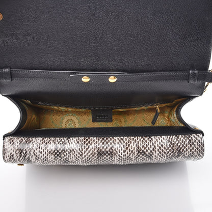 Gucci Calfskin Snakeskin Studded Medium Ottilia Top Handle Bag Black 5 of 8