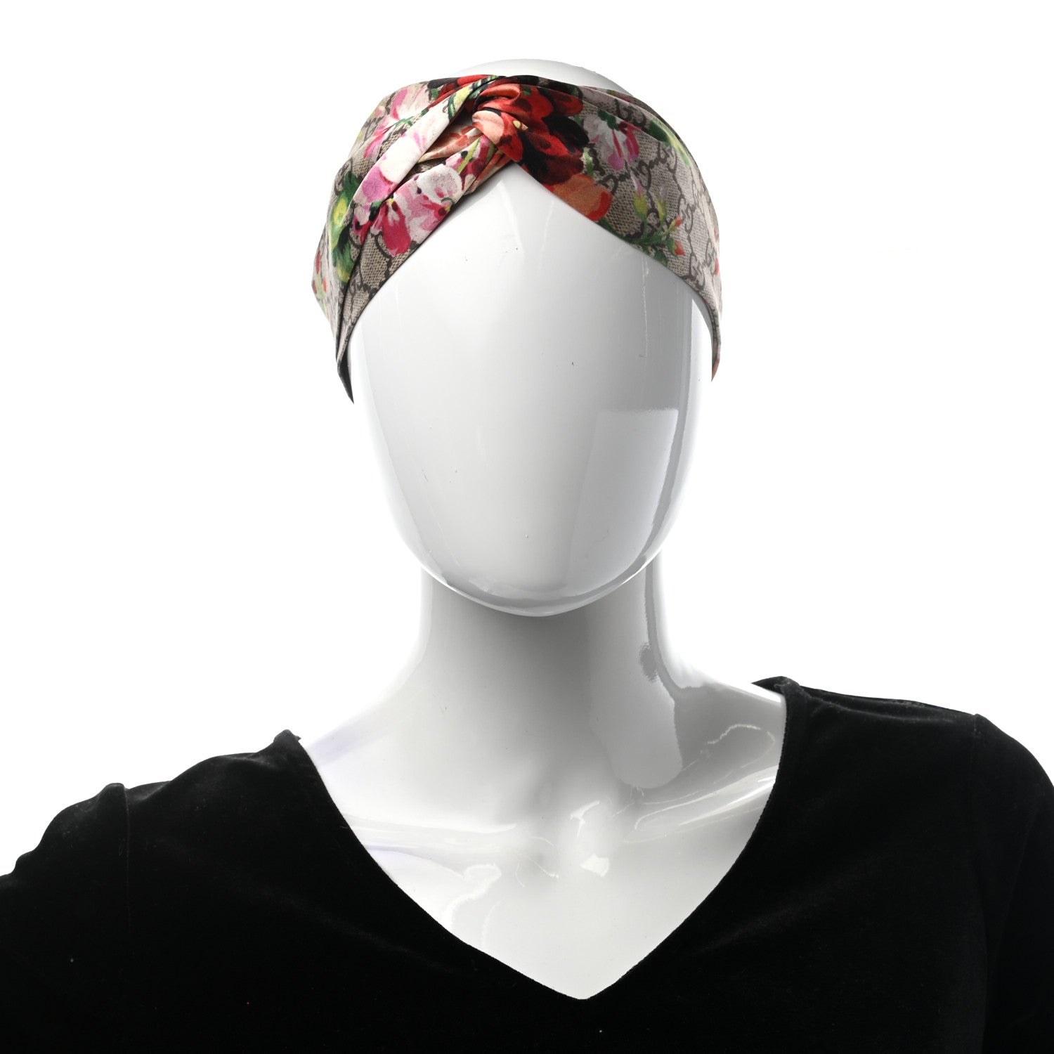 Gucci Silk Monogram Blooms Print Headband Antique Rose 2 of 7