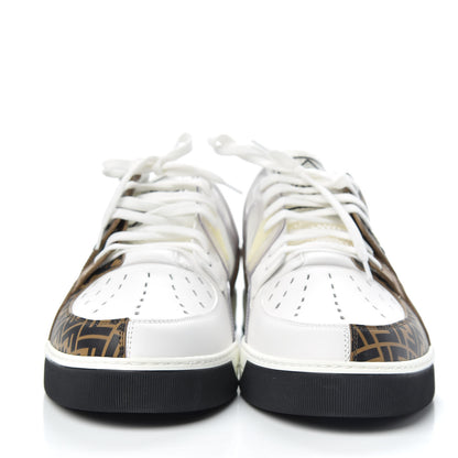 Fendi Vitello Mesh FF Digital Print Mens Fancy Low Top Sneakers 9 Nocciola Black Ultra White 2 of 12