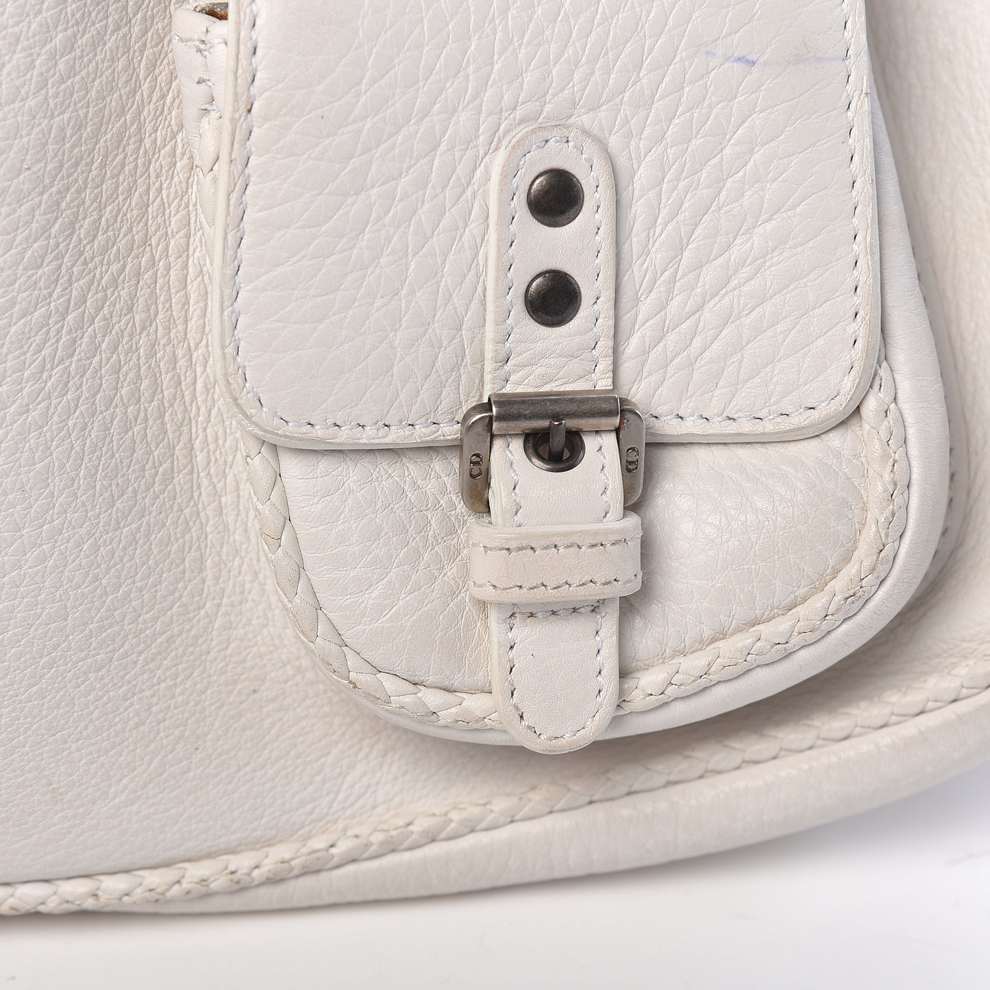 Calfskin Whipstitch Gaucho Double Saddle Bag White