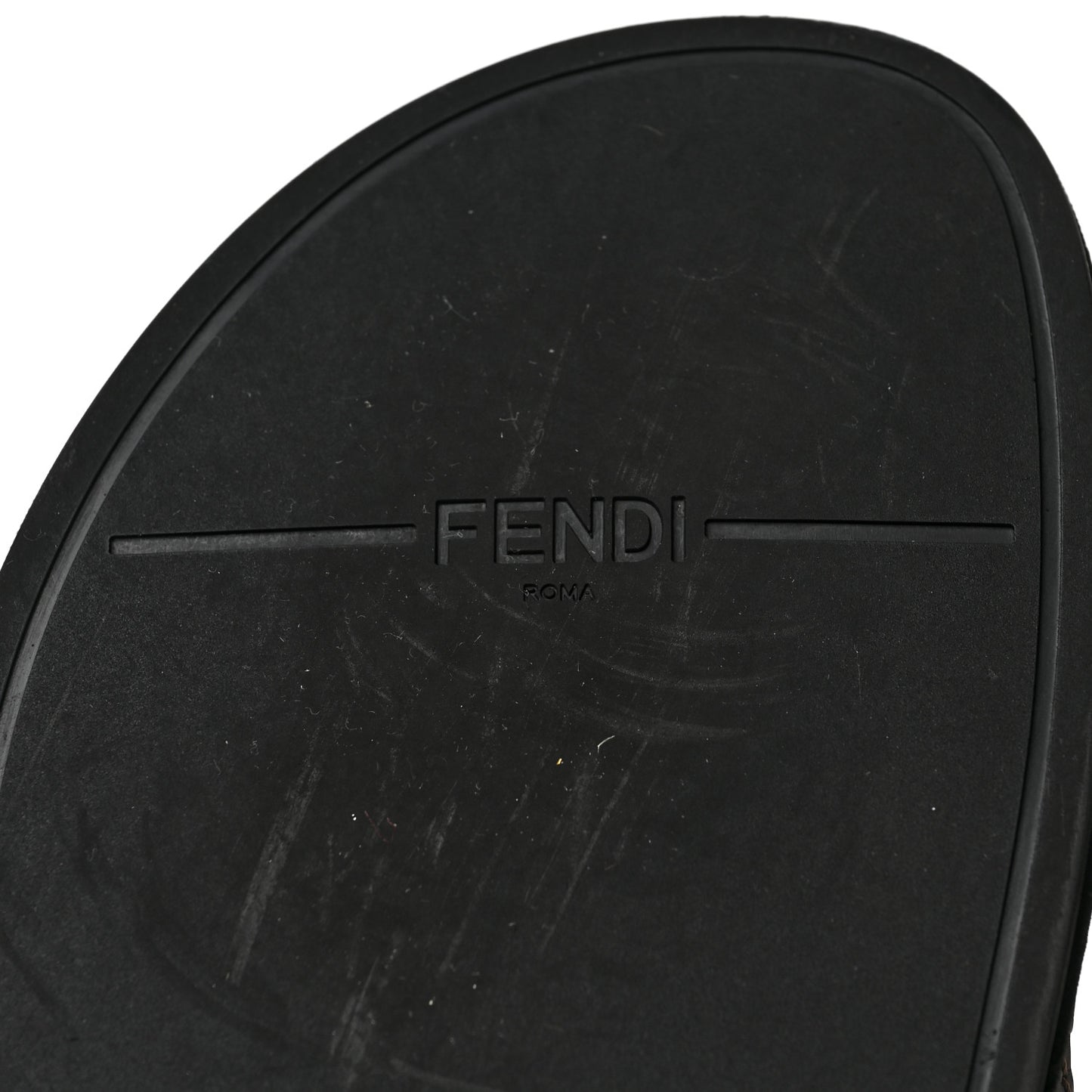Calfskin FF Embossed Slide Sandals 35 Maya Black