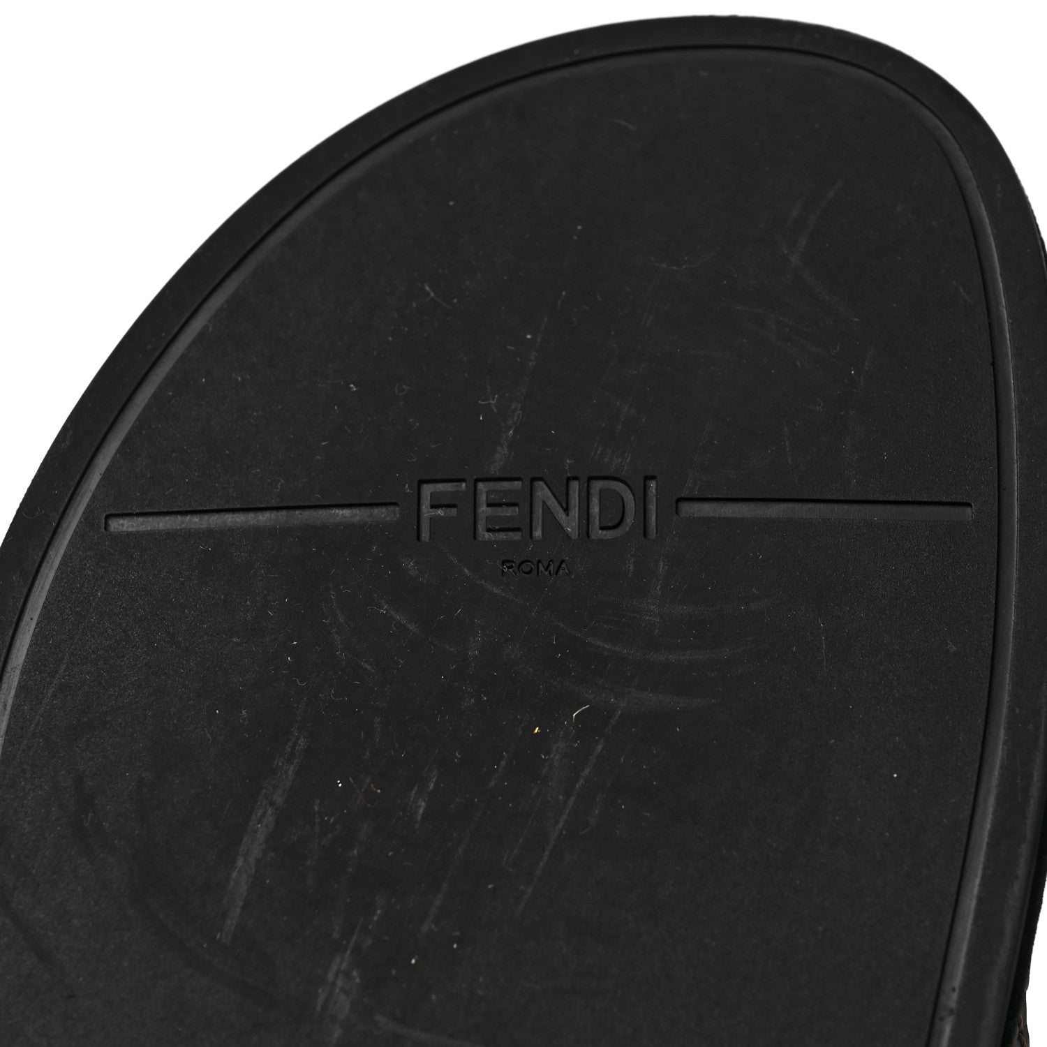 Fendi Calfskin FF Embossed Slide Sandals 35 Maya Black 6 of 9