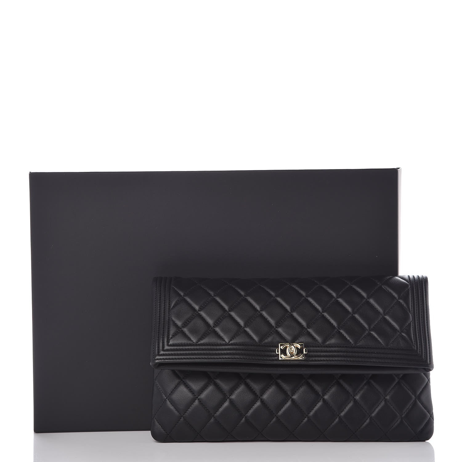 Chanel Lambskin Quilted Beauty CC Boy Clutch Black 8 of 8