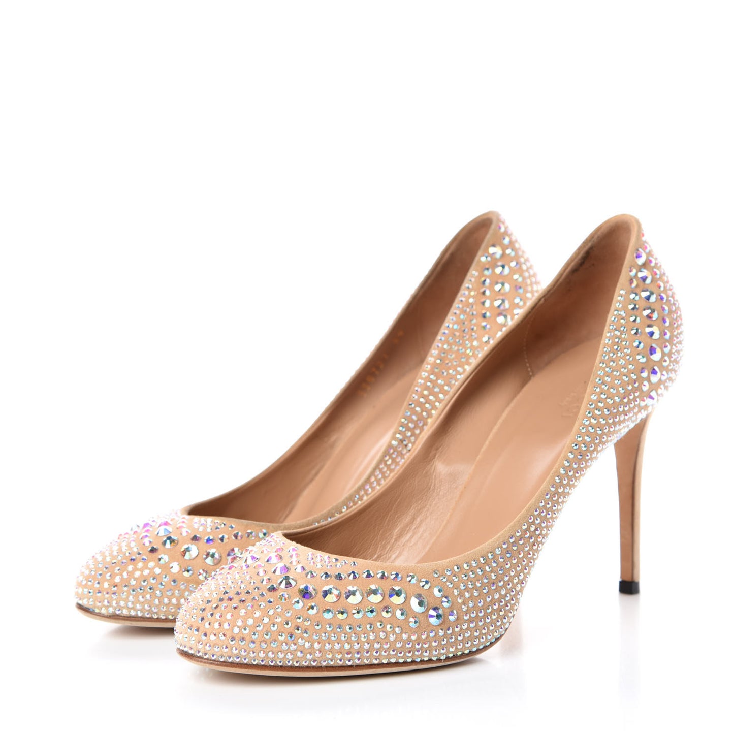 Suede Crystal Jennifer Pumps 39 Natural