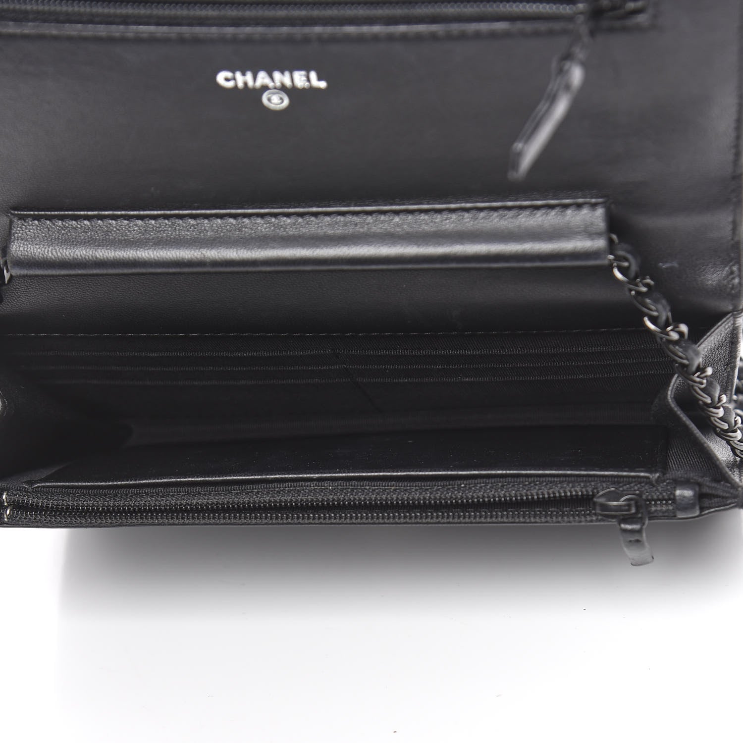 Chanel Lambskin Chevron Quilted Wallet On Chain WOC So Black 5 of 14