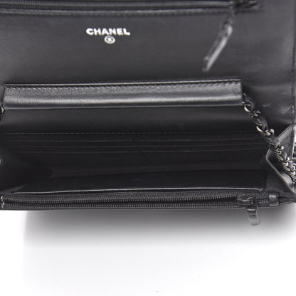 Chanel Lambskin Chevron Quilted Wallet On Chain WOC So Black 5 of 14