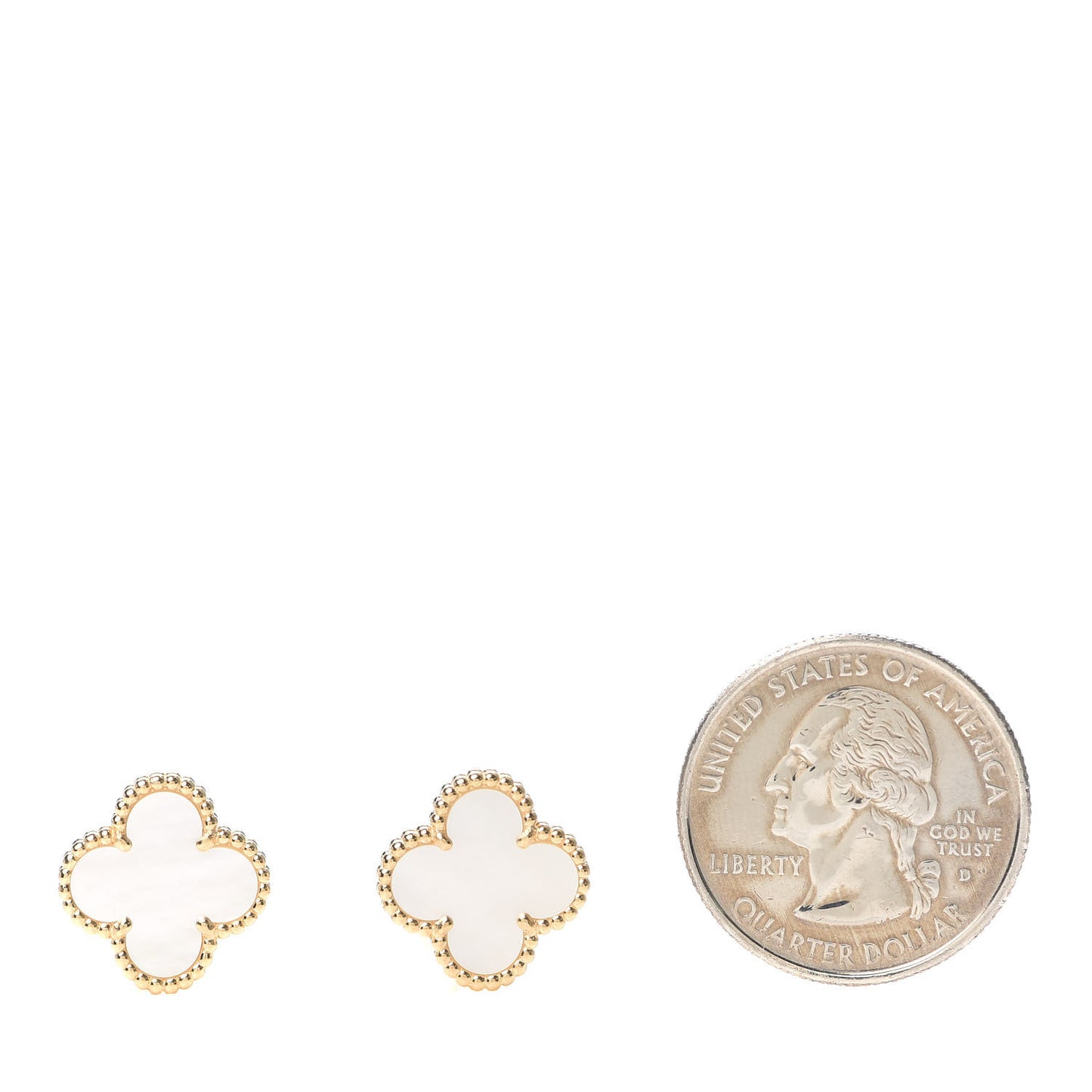 18K Yellow Gold Mother of Pearl Vintage Alhambra Earrings