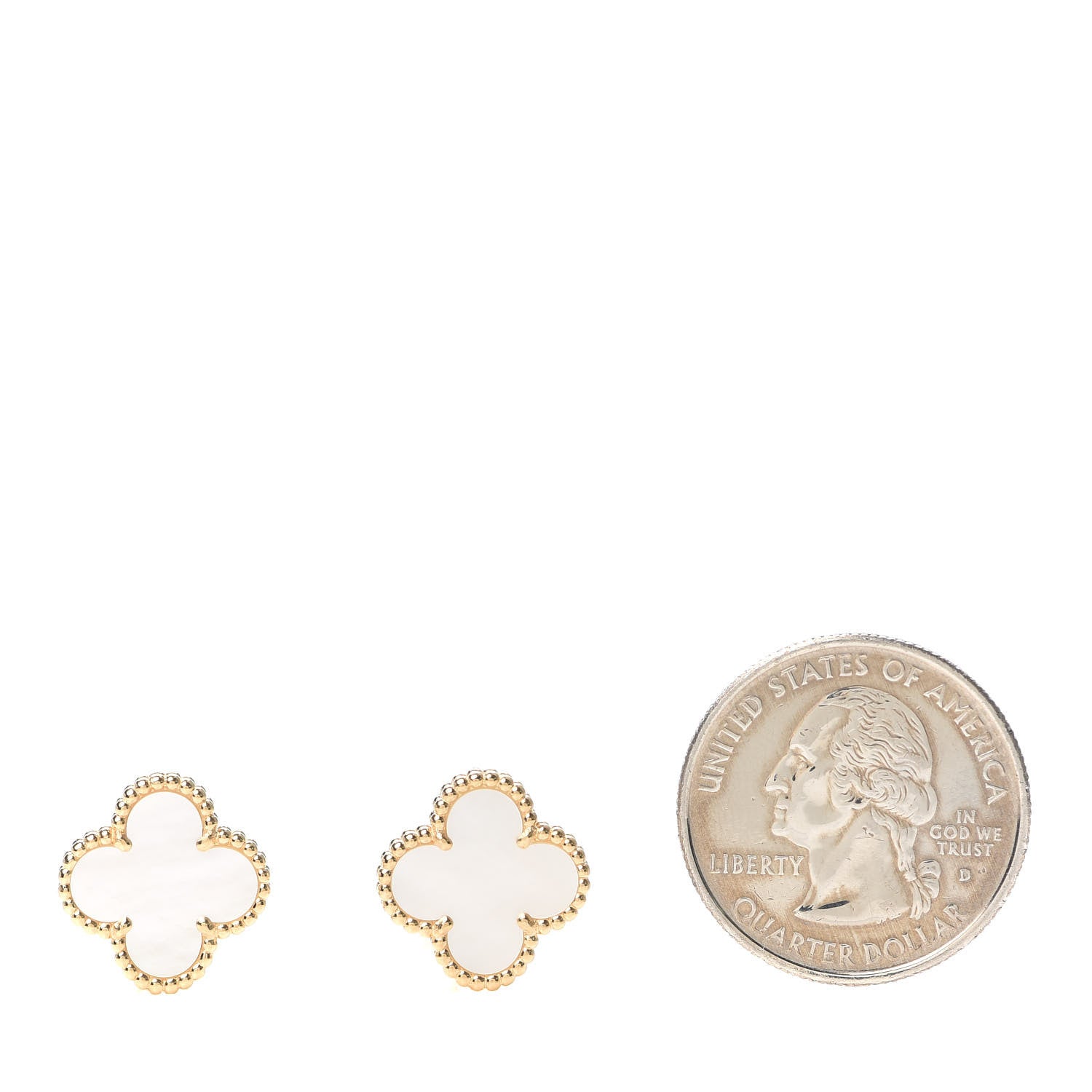 Van Cleef & Arpels 18K Yellow Gold Mother of Pearl Vintage Alhambra Earrings 2 of 6