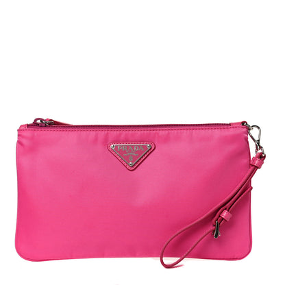 Prada Tessuto Nylon Saffiano Wristlet Fuxia 1 of 10