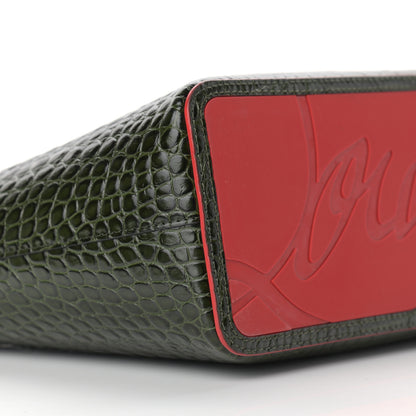Christian Louboutin Calfskin Crocodile Embossed Spikes East West Cabata Tote Green 9 of 11