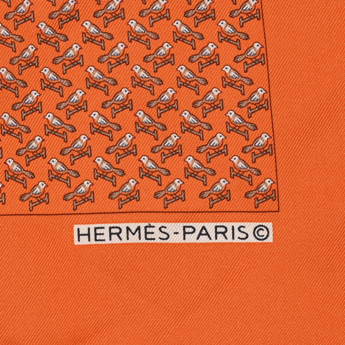 Hermes Silk Pocket Square 45  Orange 2 of 3