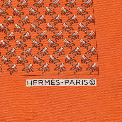 Hermes Silk Pocket Square 45  Orange 2 of 3