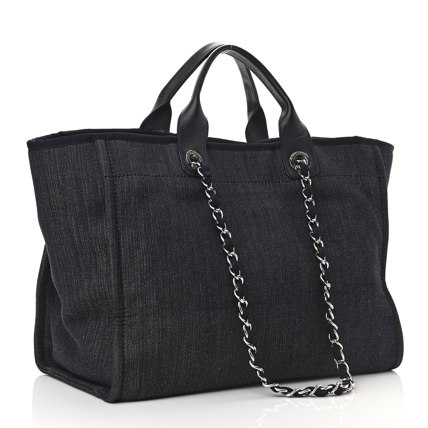 Chanel Denim Medium Deauville Tote Dark Blue 3 of 10