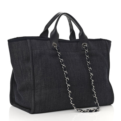 Chanel Denim Medium Deauville Tote Dark Blue 3 of 10