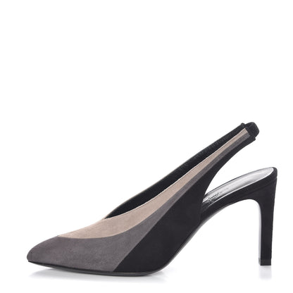 Hermes Suede Goatskin Tina Pumps 36 Black Multicolor 1 of 10