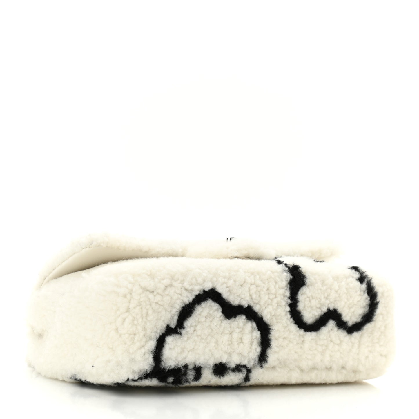 Wool Shearling Medium Single Flap Ecru Black