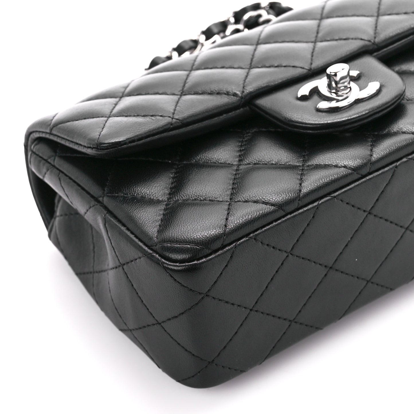 Lambskin Quilted Mini Rectangular Flap Black