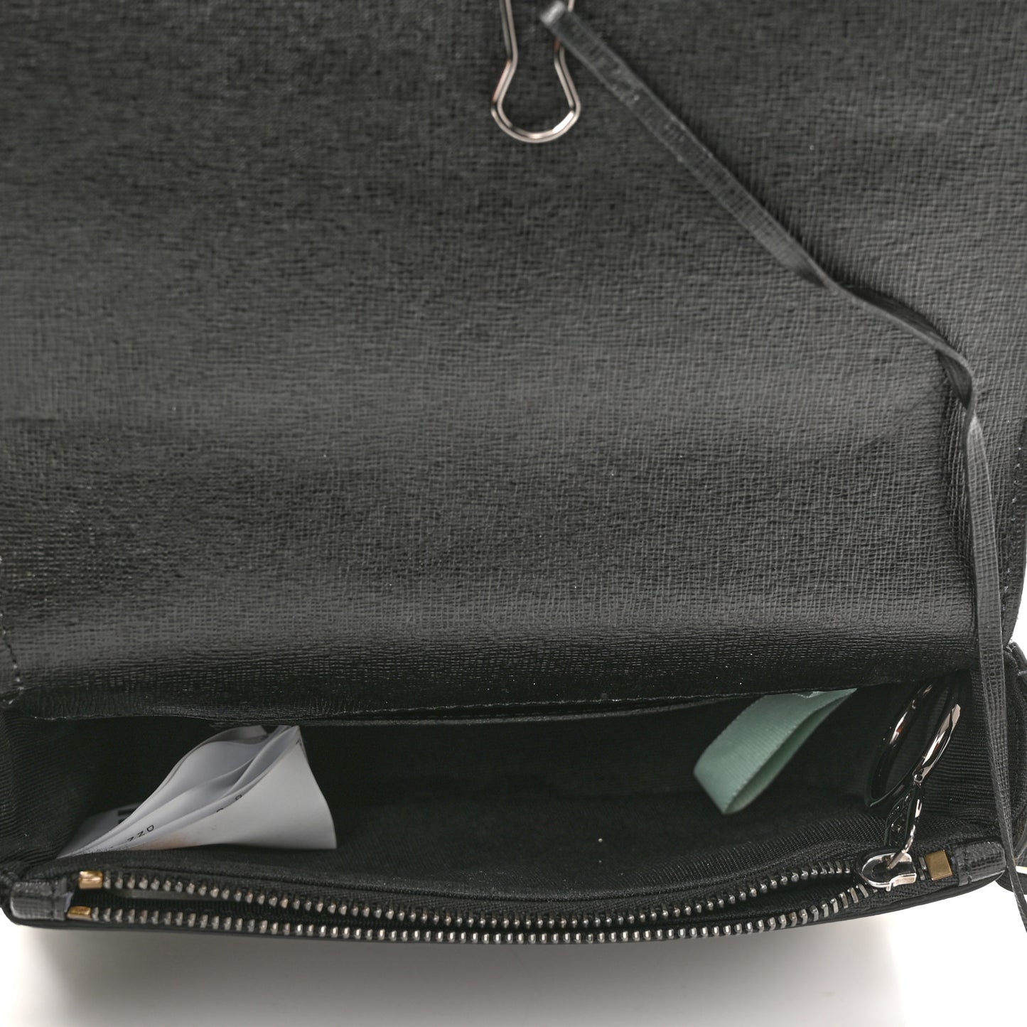 Saffiano Striped Mini Diag Binder Clip Bag Black White Yellow