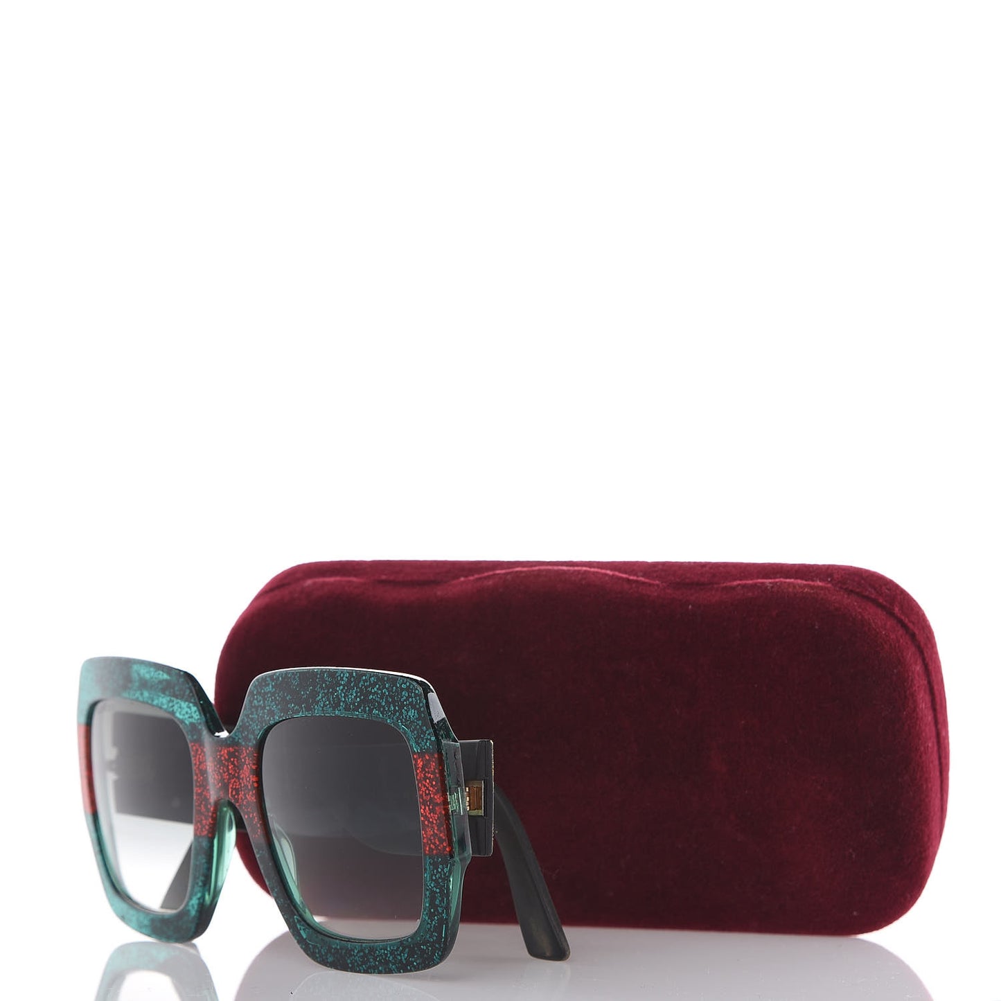 Square Frame GG0102S Sunglasses Glitter Red Black Green